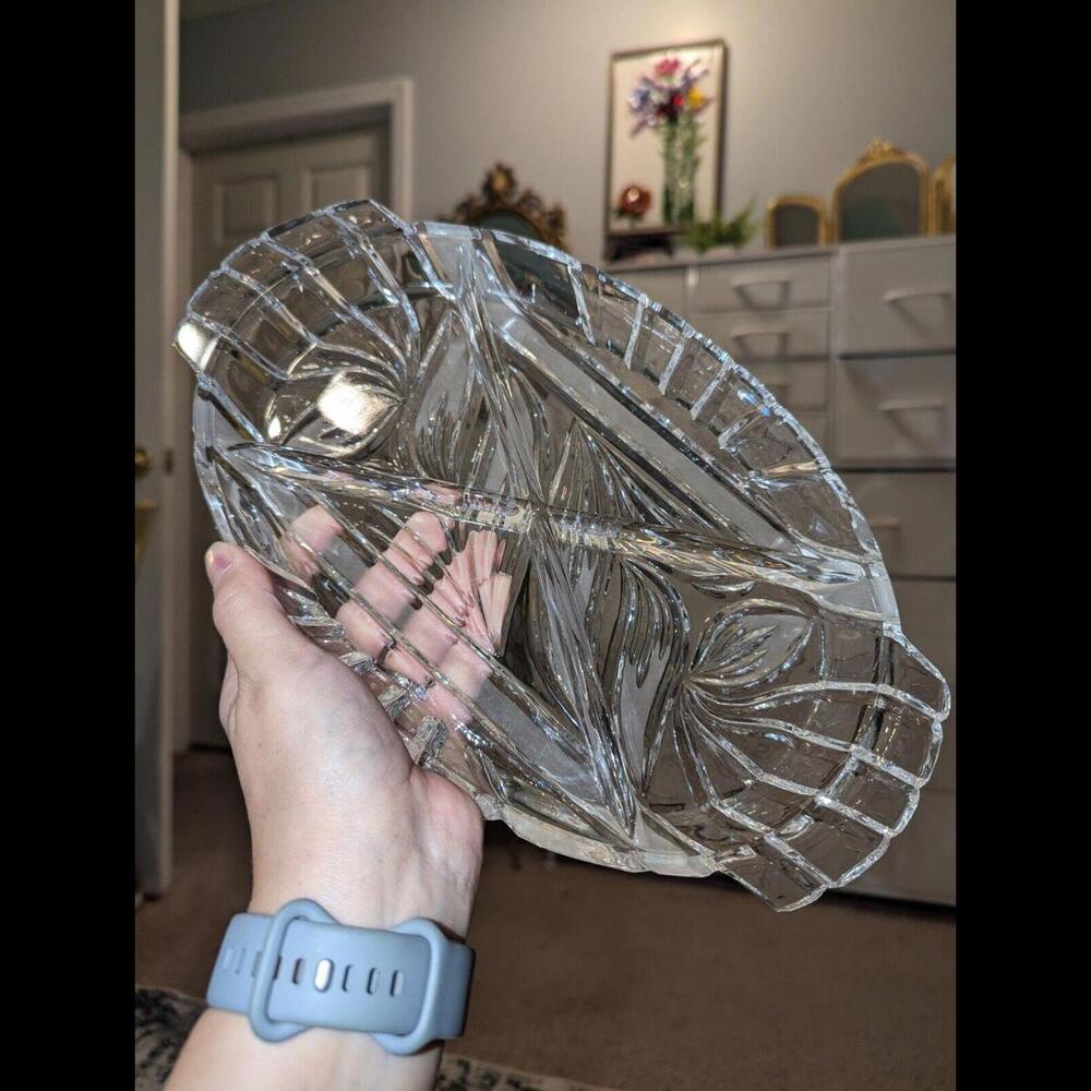 Vintage Crystal Serving Platter-Heavy!